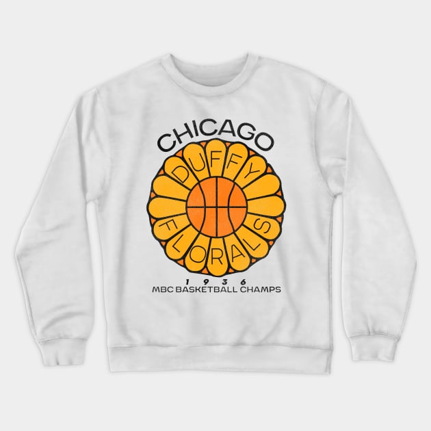 Defunct Chicago Duffy Florals Basketball Team Crewneck Sweatshirt by Defunctland